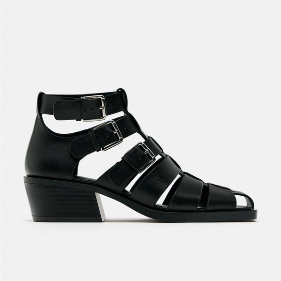 ZARA HEALED BUCKLED CAGE SANDALS - Picture 7 of 7
